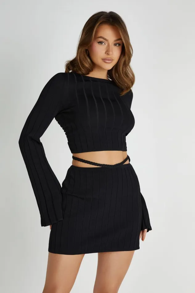 Meshki Basic Tops Celine Twist Back Extreme Rib Top 8211 Black Black 8211 Women