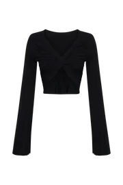 Meshki Basic Tops Celine Twist Back Extreme Rib Top 8211 Black Black 8211 Women