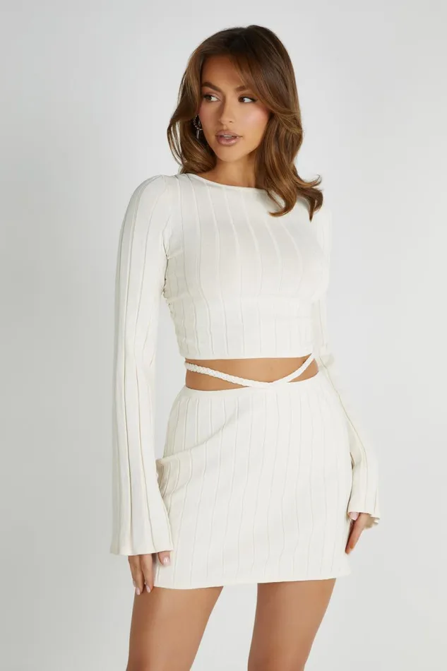 Meshki Basic Tops Celine Twist Back Extreme Rib Top 8211 Ivory Ivory 8211 Women