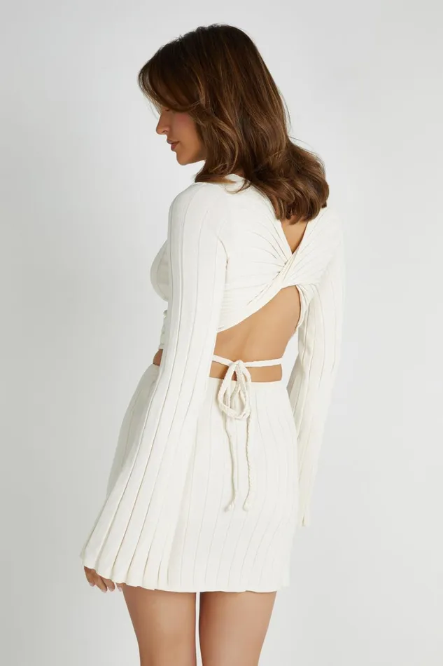 Meshki Basic Tops Celine Twist Back Extreme Rib Top 8211 Ivory Ivory 8211 Women