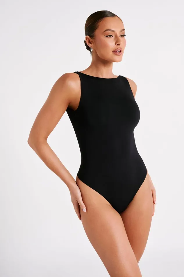Meshki Basic Tops Fiona Recycled Nylon Low Back Bodysuit 8211 Black Black 8211 Women