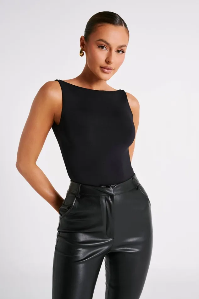 Meshki Basic Tops Fiona Recycled Nylon Low Back Bodysuit 8211 Black Black 8211 Women