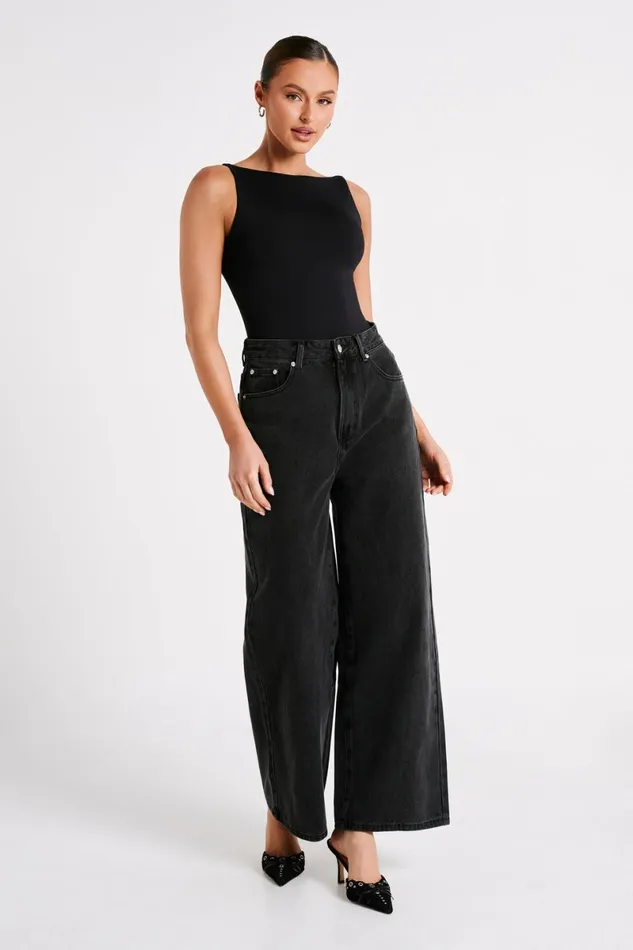 Meshki Basic Tops Fiona Recycled Nylon Low Back Bodysuit 8211 Black Black 8211 Women