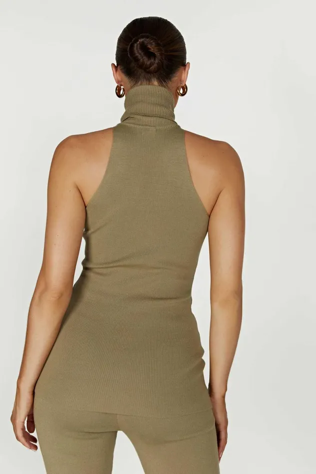 Meshki Basic Tops Kelsea Sleeveless Turtleneck Top 8211 Olive Olive 8211 Women