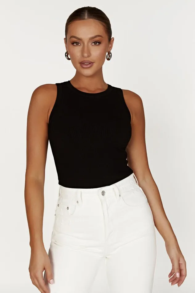 Meshki Basic Tops Zanna Ribbed Tank Top 8211 Black Black 8211 Women