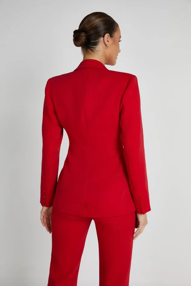 Meshki Blazers Helda Fitted Cinched Waist Blazer 8211 Red Red 8211 Women