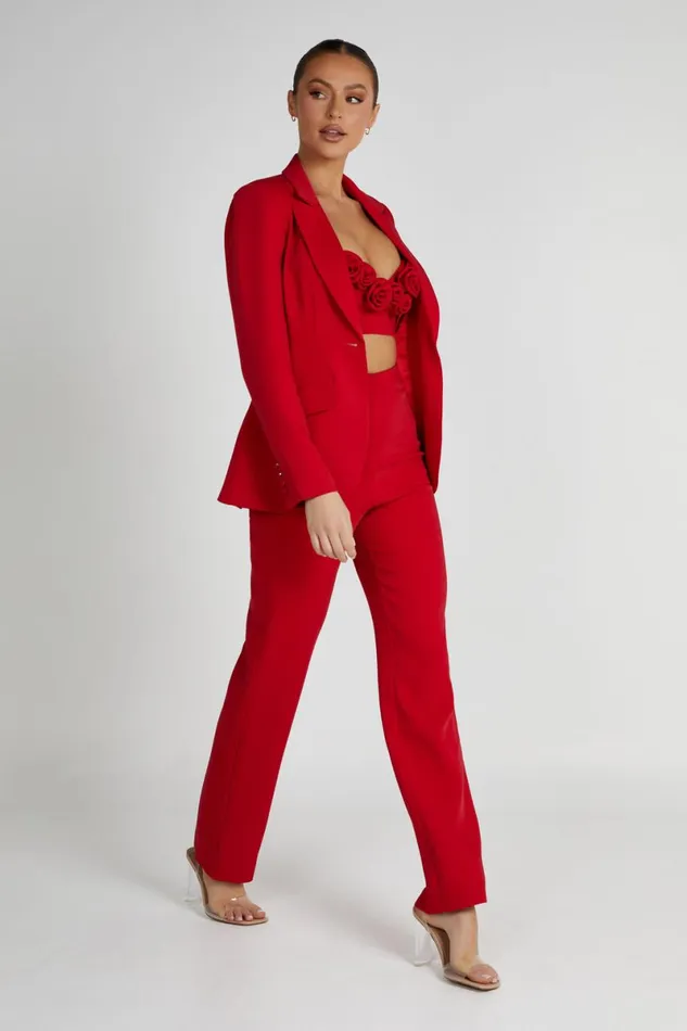 Meshki Blazers Helda Fitted Cinched Waist Blazer 8211 Red Red 8211 Women