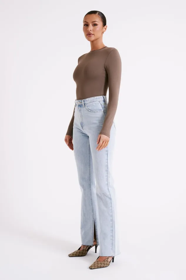 Meshki Bodysuits Delilah Long Sleeve Crew Neck Bodysuit 8211 Coco Coco 8211 Women