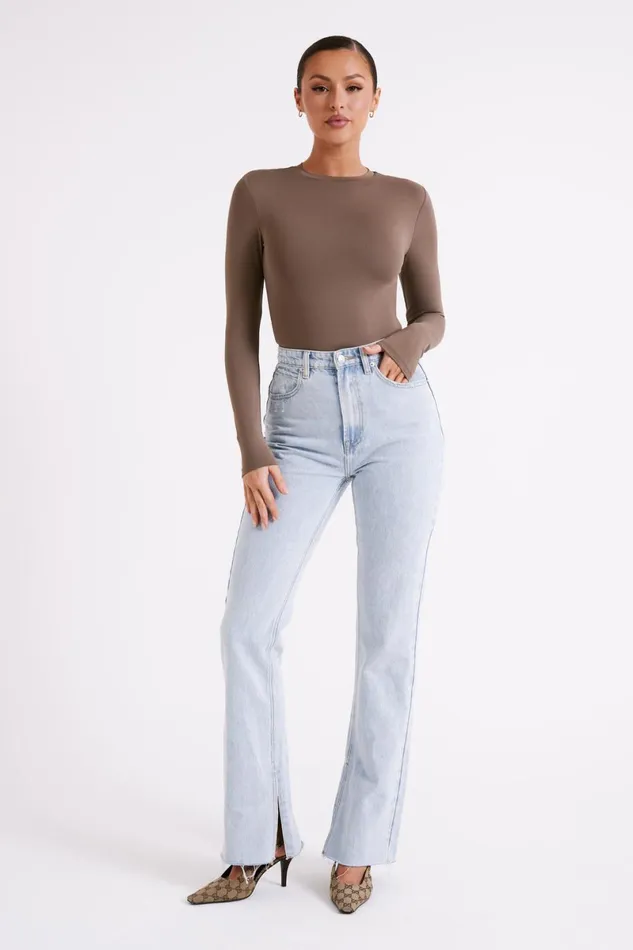 Meshki Bodysuits Delilah Long Sleeve Crew Neck Bodysuit 8211 Coco Coco 8211 Women
