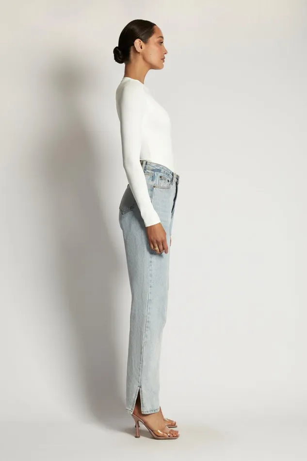 Meshki Bodysuits Delilah Long Sleeve Crew Neck Bodysuit 8211 White White 8211 Women