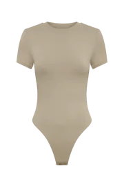 Meshki Bodysuits Francesca Recycled Nylon Crew Neck Short Sleeve Bodysuit 8211 Taupe Taupe 8211 Women Meshki Bodysuits Francesca Recycled Nylon Crew Neck Short Sleeve Bodysuit 8211 Taupe Taupe 8211 Women