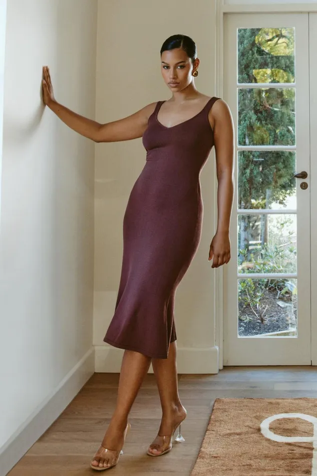 Meshki Bridal Shower Easton Knit Midi Dress 8211 Dark Chocolate Darkchocolate 8211 Women Meshki Bridal Shower Easton Knit Midi Dress 8211 Dark Chocolate Darkchocolate 8211 Women