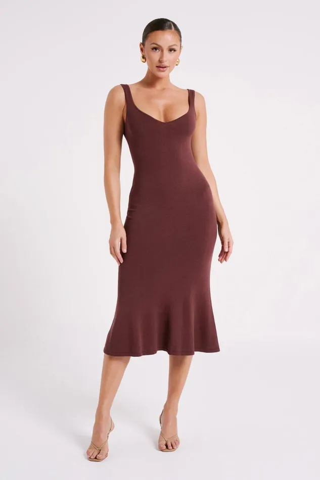 Meshki Bridal Shower Easton Knit Midi Dress 8211 Dark Chocolate Darkchocolate 8211 Women