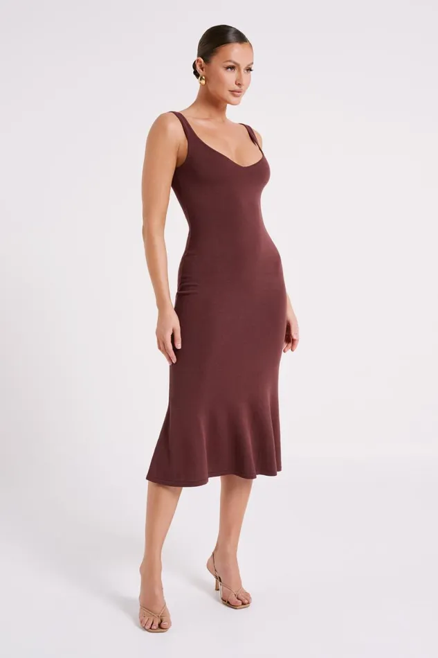 Meshki Bridal Shower Easton Knit Midi Dress 8211 Dark Chocolate Darkchocolate 8211 Women