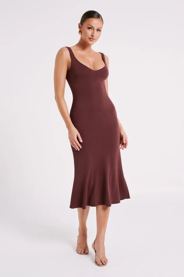 Meshki Bridal Shower Easton Knit Midi Dress 8211 Dark Chocolate Darkchocolate 8211 Women