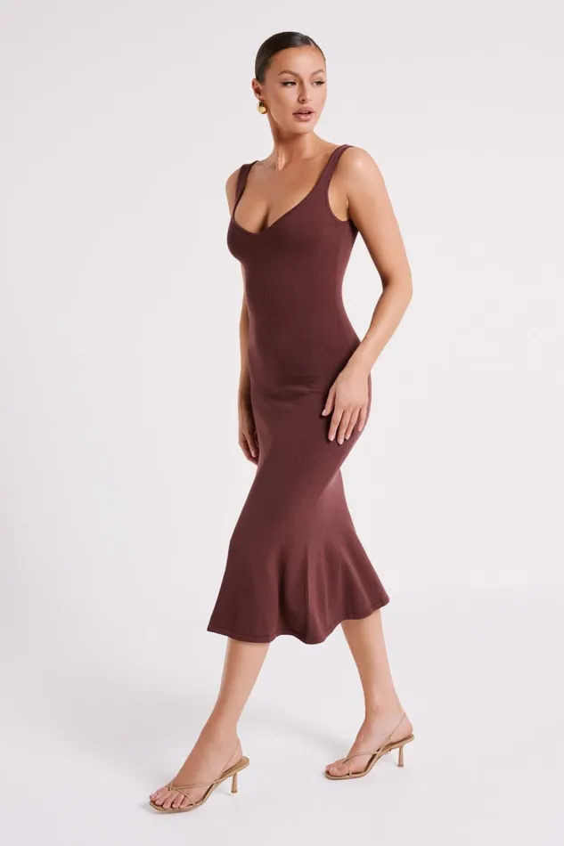 Meshki Bridal Shower Easton Knit Midi Dress 8211 Dark Chocolate Darkchocolate 8211 Women