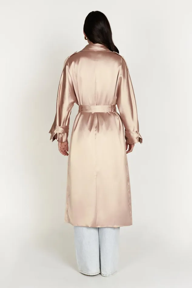 Meshki Coats and Jackets Azaela Satin Trench Coat 8211 Champagne Champagne 8211 Women