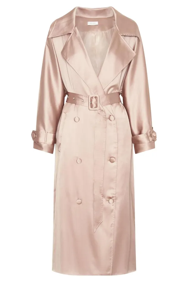 Meshki Coats and Jackets Azaela Satin Trench Coat 8211 Champagne Champagne 8211 Women