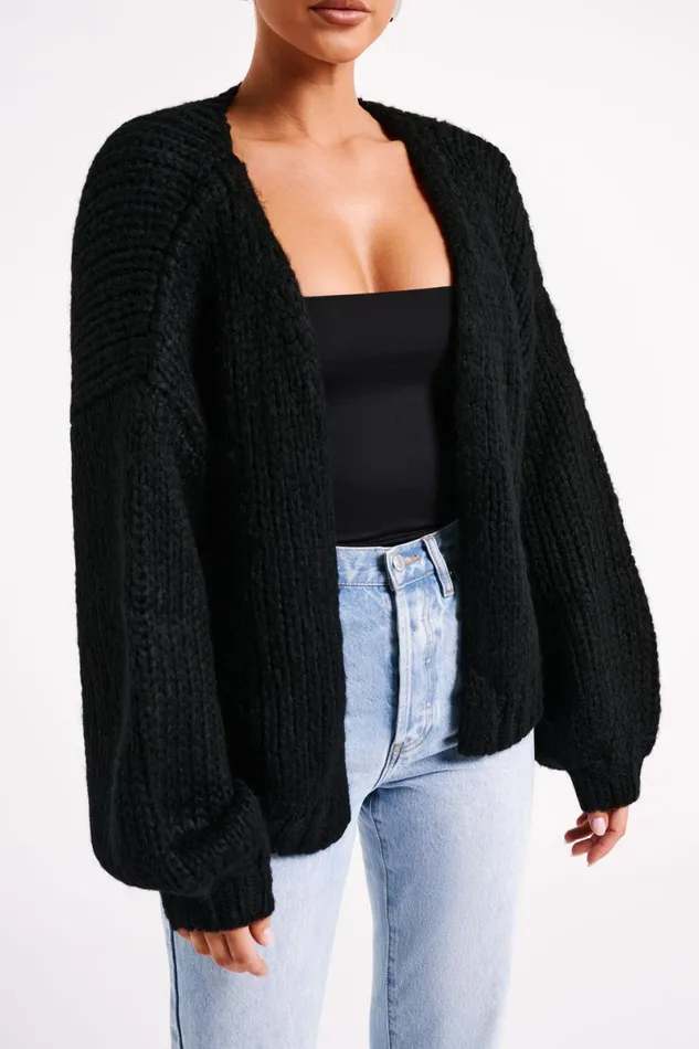 Meshki Coats and Jackets Irina Chunky Knit Cardigan 8211 Black Black 8211 Women