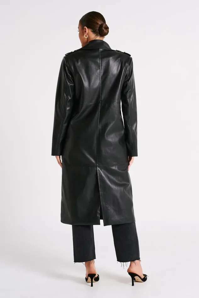 Meshki Coats and Jackets Lexington Pu Trench Coat 8211 Black Black 8211 Women Meshki Coats and Jackets Lexington Pu Trench Coat 8211 Black Black 8211 Women