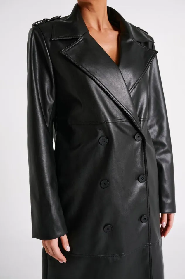 Meshki Coats and Jackets Lexington Pu Trench Coat 8211 Black Black 8211 Women Meshki Coats and Jackets Lexington Pu Trench Coat 8211 Black Black 8211 Women