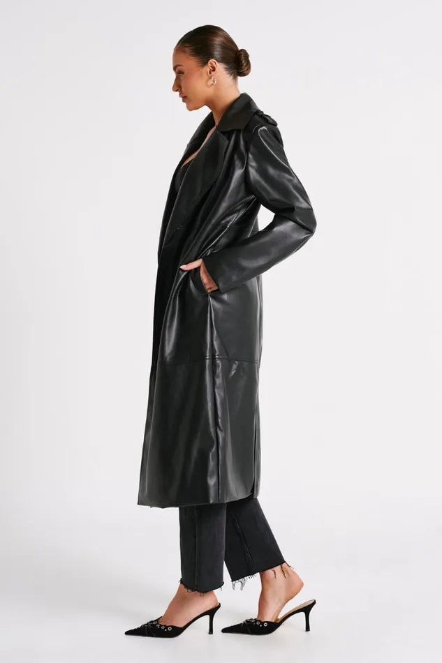 Meshki Coats and Jackets Lexington Pu Trench Coat 8211 Black Black 8211 Women Meshki Coats and Jackets Lexington Pu Trench Coat 8211 Black Black 8211 Women