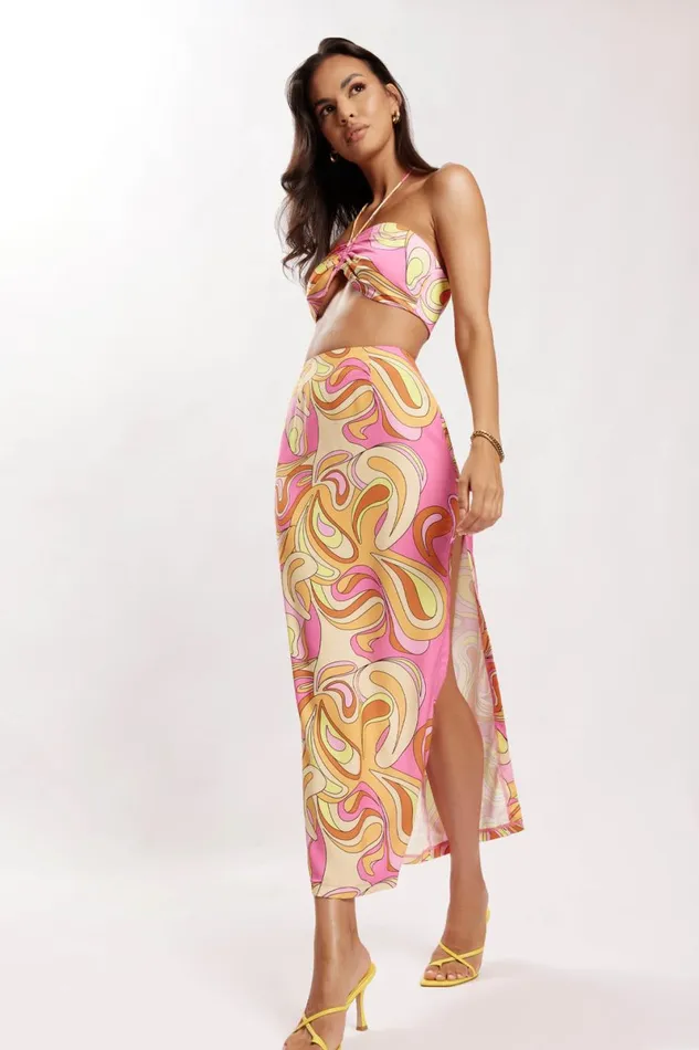 Meshki Crop Tops Frankie Two Tone Satin Bandeau 8211 Psychedelic Print Psychedelicprint 8211 Women Meshki Crop Tops Frankie Two Tone Satin Bandeau 8211 Psychedelic Print Psychedelicprint 8211 Women