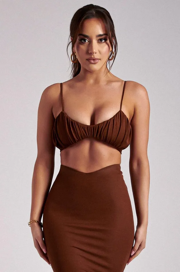Meshki Crop Tops Jordan Ruched Front V Front Top 8211 Ginger Ginger 8211 Women