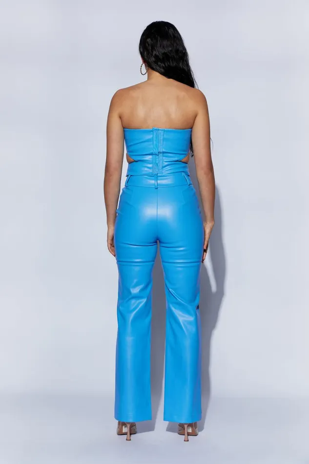 Meshki Crop Tops Perrie Faux Leather Cut Out Crop Top 8211 Azure Blue Azureblue 8211 Women Meshki Crop Tops Perrie Faux Leather Cut Out Crop Top 8211 Azure Blue Azureblue 8211 Women