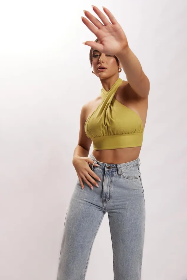 Meshki Crop Tops Piper Halter Neck Linen Crop Top 8211 Apple Apple 8211 Women Meshki Crop Tops Piper Halter Neck Linen Crop Top 8211 Apple Apple 8211 Women