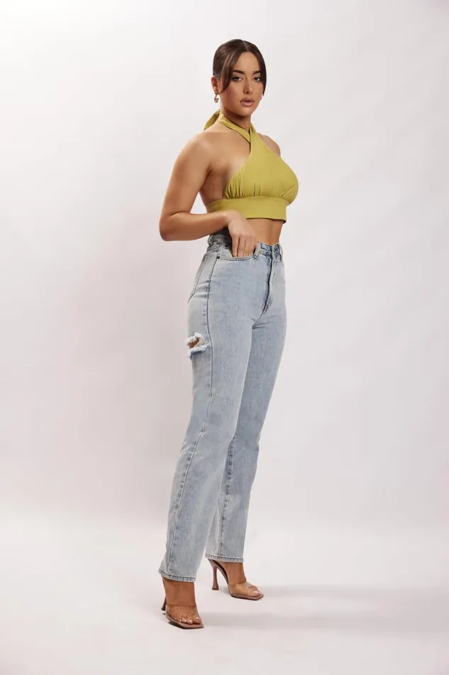 Meshki Crop Tops Piper Halter Neck Linen Crop Top 8211 Apple Apple 8211 Women Meshki Crop Tops Piper Halter Neck Linen Crop Top 8211 Apple Apple 8211 Women