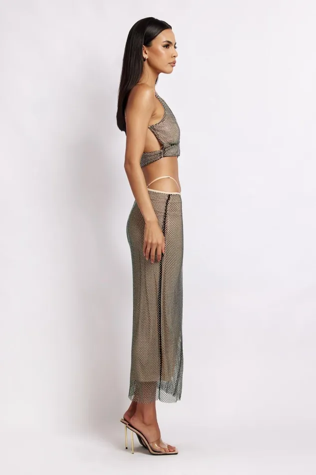 Meshki Crop Tops Rayne Asymmetric Hem Diamante Mesh Top 8211 Iridescent Black Iridescent Black 8211 Women Meshki Crop Tops Rayne Asymmetric Hem Diamante Mesh Top 8211 Iridescent Black Iridescent Black 8211 Women