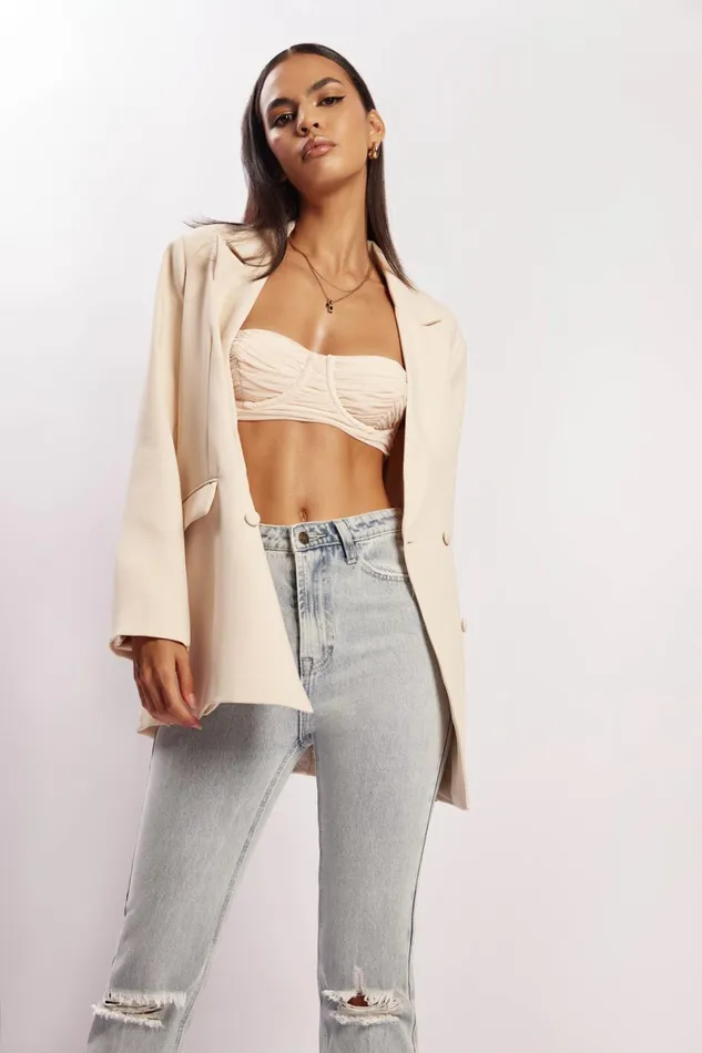Meshki Crop Tops Tessa Mesh Ruched Cup Bralette 8211 Cream Cream 8211 Women Meshki Crop Tops Tessa Mesh Ruched Cup Bralette 8211 Cream Cream 8211 Women