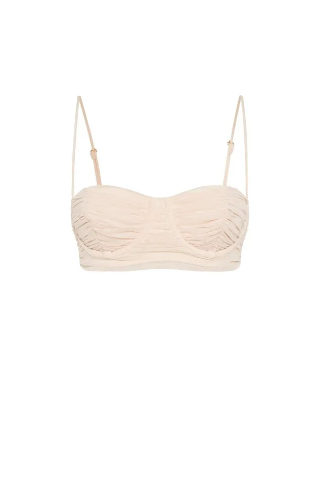 Meshki Crop Tops Tessa Mesh Ruched Cup Bralette 8211 Cream Cream 8211 Women Meshki Crop Tops Tessa Mesh Ruched Cup Bralette 8211 Cream Cream 8211 Women