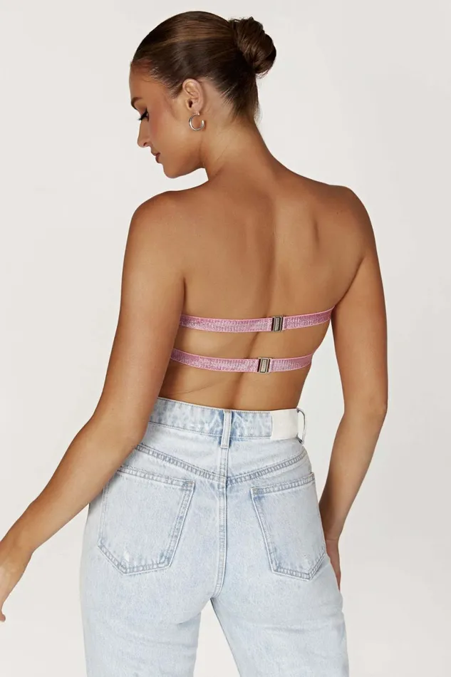Meshki Crop Tops Valerie Diamante Bandeau 8211 Blush Pink Blushpink 8211 Women
