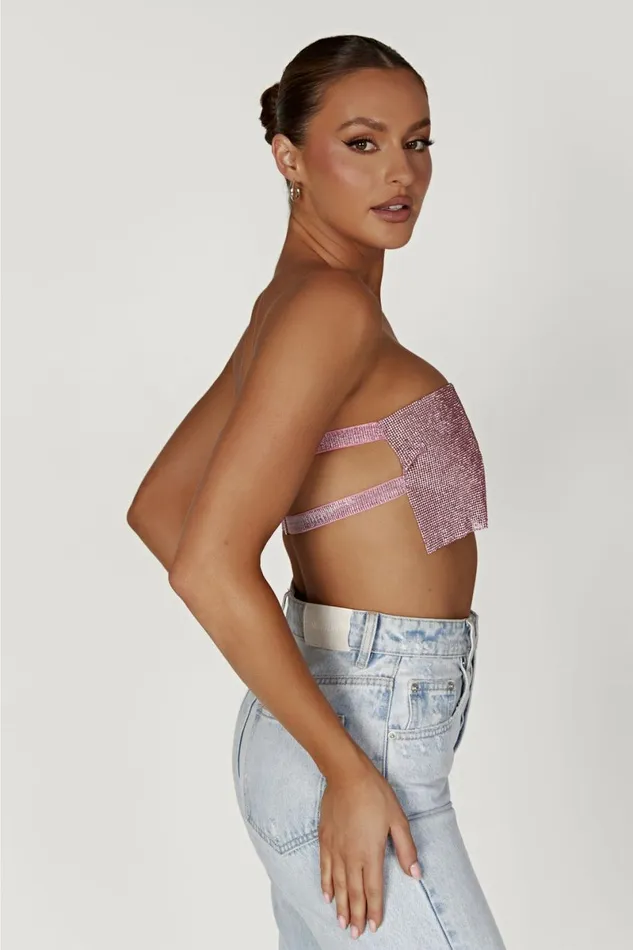 Meshki Crop Tops Valerie Diamante Bandeau 8211 Blush Pink Blushpink 8211 Women