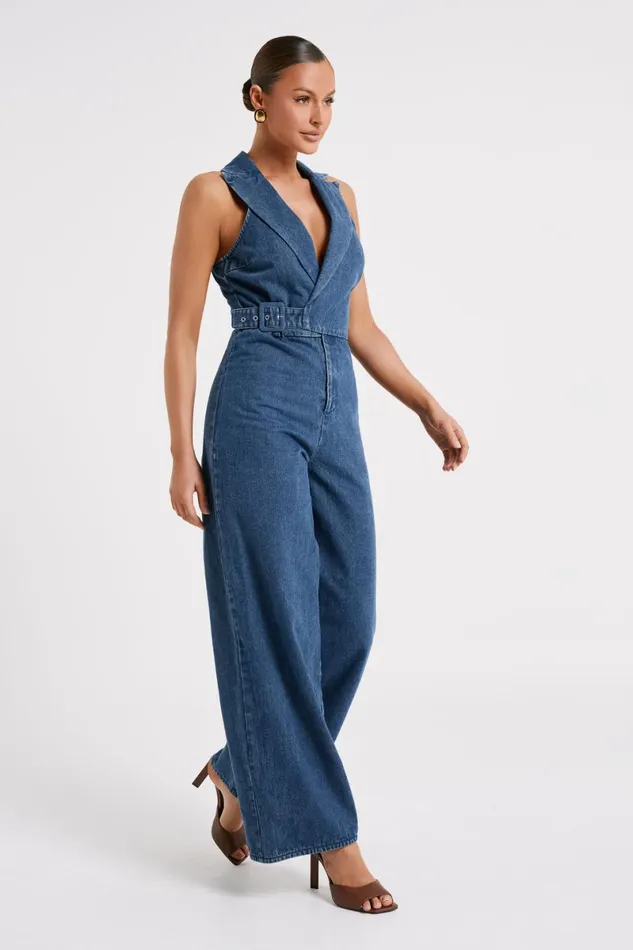 Meshki Denim Cadie Sleeveless Denim Jumpsuit 8211 Dark Blue Dark Blue 8211 Women