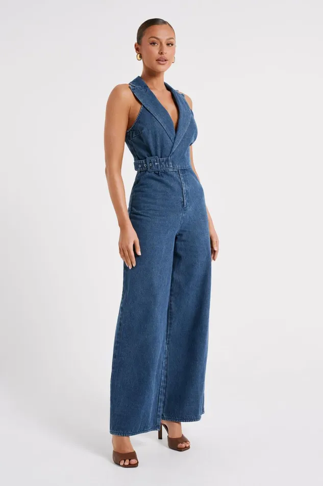 Meshki Denim Cadie Sleeveless Denim Jumpsuit 8211 Dark Blue Dark Blue 8211 Women