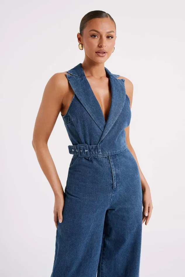 Meshki Denim Cadie Sleeveless Denim Jumpsuit 8211 Dark Blue Dark Blue 8211 Women