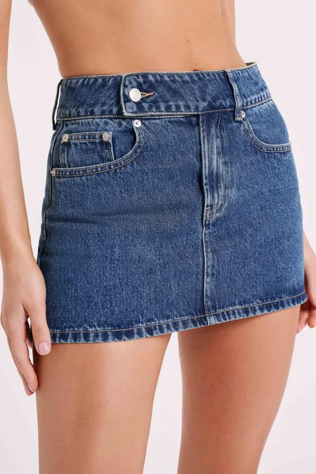 Meshki Denim Julienne Denim Mini Skirt 8211 Dark Blue Darkblue 8211 Women