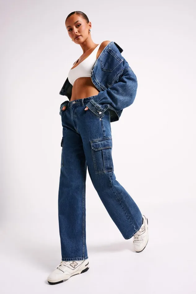 Meshki Denim Kyle Cropped Denim Jacket 8211 Dark Blue Dark Blue 8211 Women