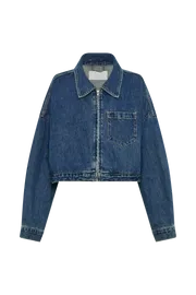 Meshki Denim Kyle Cropped Denim Jacket 8211 Dark Blue Dark Blue 8211 Women