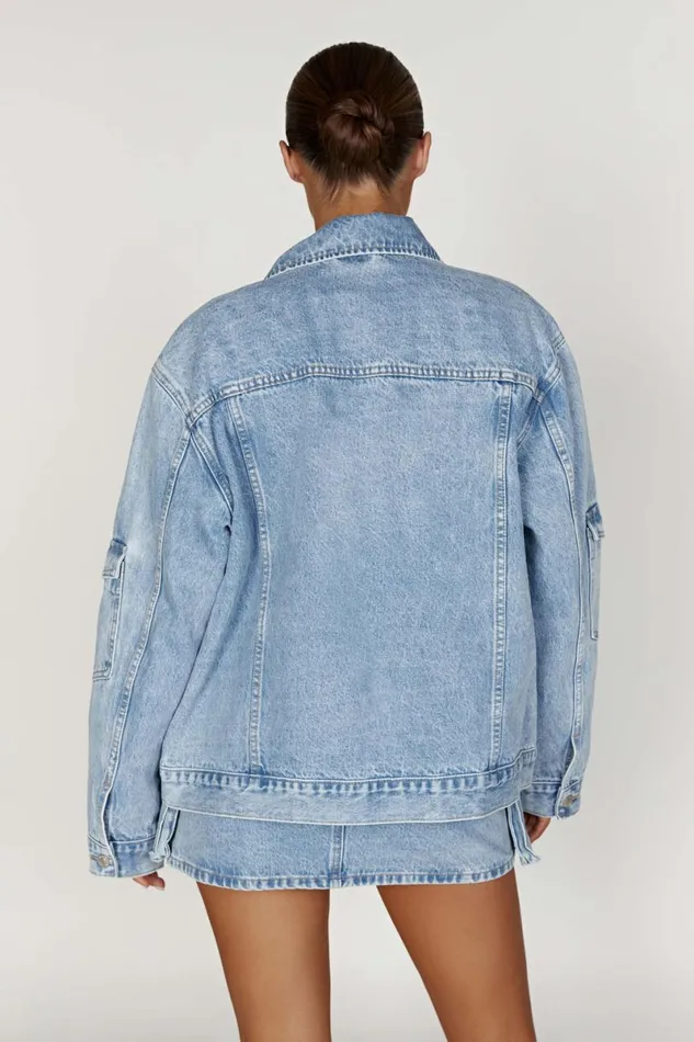 Meshki Denim Rylee Oversized Denim Jacket 8211 Mid Blue Mid Blue 8211 Women