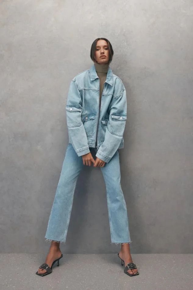 Meshki Denim Rylee Oversized Denim Jacket 8211 Mid Blue Mid Blue 8211 Women