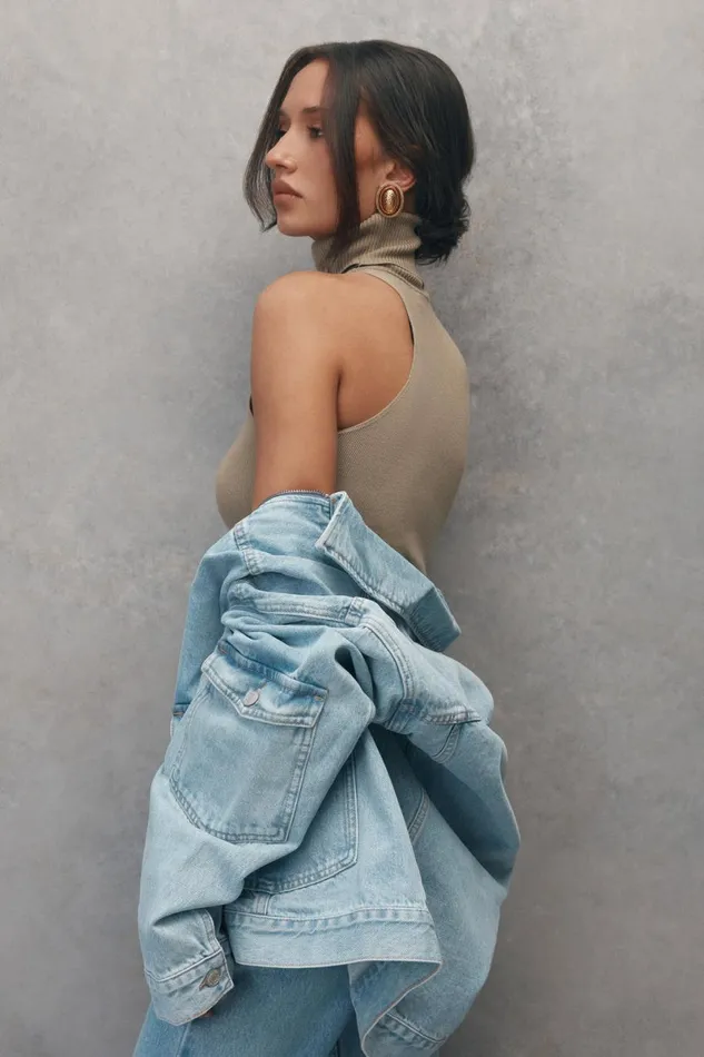 Meshki Denim Rylee Oversized Denim Jacket 8211 Mid Blue Mid Blue 8211 Women