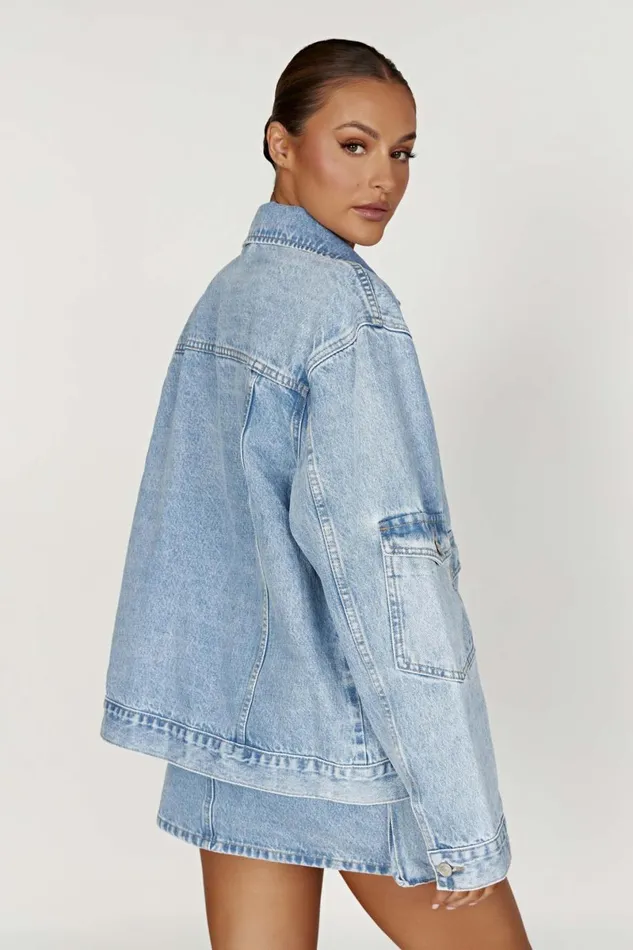 Meshki Denim Rylee Oversized Denim Jacket 8211 Mid Blue Mid Blue 8211 Women