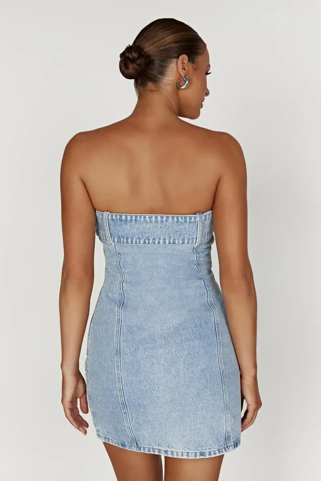 Meshki Denim Teddi Denim Mini Dress 8211 Mid Blue Mid Blue 8211 Women