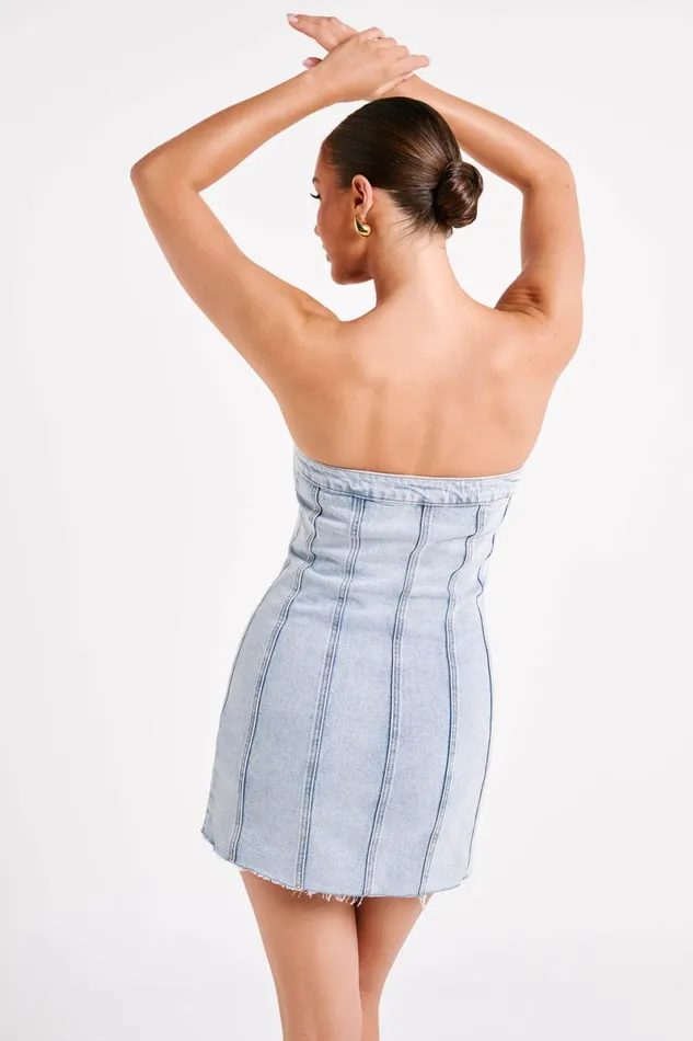 Meshki Denim Tiani Buttoned Denim Mini Dress 8211 Light Blue Light Blue 8211 Women