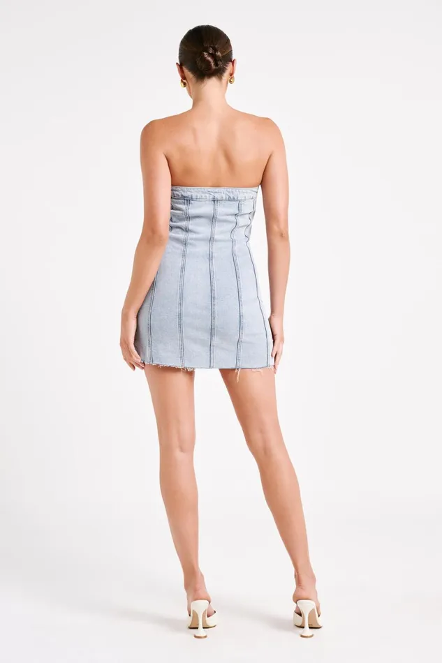 Meshki Denim Tiani Buttoned Denim Mini Dress 8211 Light Blue Light Blue 8211 Women