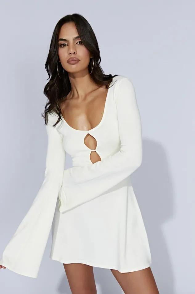 Meshki Maternity Dresses Birdie Long Sleeve Knit Mini Dress 8211 White White 8211 Women